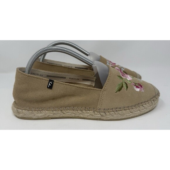 New FABIOLAS Beige Suede Floral Embroidered‎ Espadrilles Shoes 41 9.5 NWOB - Picture 8 of 9